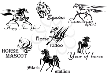 Horses stallions and mustangs for tattoo or mascot design