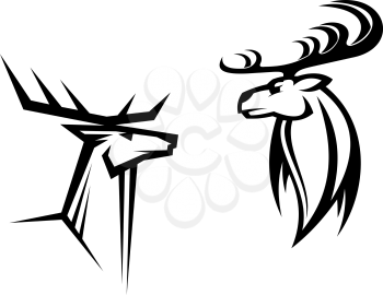 Wild deers with big antlers for mascot, tatttoo or hunting design