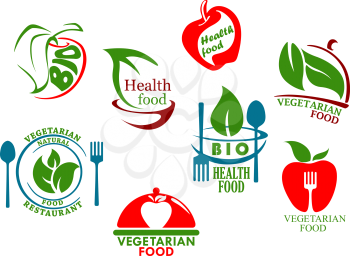 Vegetarian food symbols set for healthy lifestyle