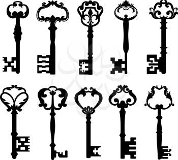 Vintage keys isolated on white for retro concept design
