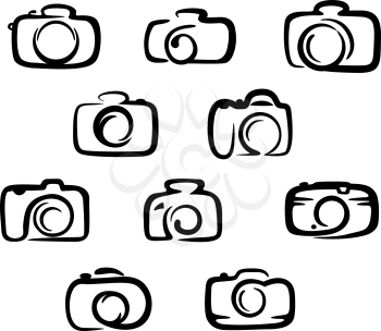 Camera icons set isolated on white background