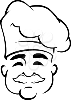 Happy european chef in toque hat for cooking concept design