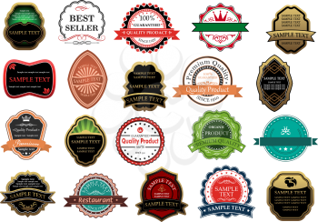 Retail labels and banners set in vintage style for design