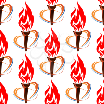 Seamless pattern with torch fire for sports design