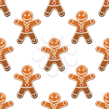 Gingerbread man cookie seamless pattern for christmas design