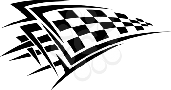Tribal sport racing tattoo with checkered flag