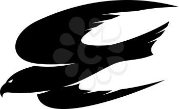 Abstract black illustration of an hawk flying for tattoo or mascot design