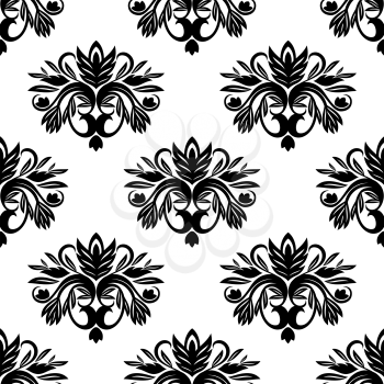 Vintage damask seamless pattern with decorative floral motifs