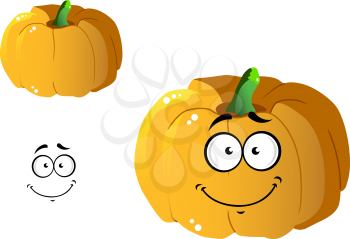 Cartoon pumpkin vegetable with funny smile isolated on white background