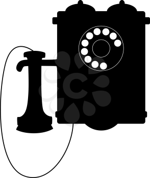 Vintage rotary telephone with a mouthpiece hanging alongside the box with its bells, vector illustration