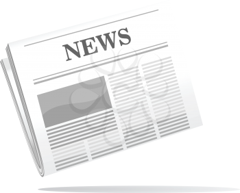 Folded newspaper icon with news header, cartoon vector illustration