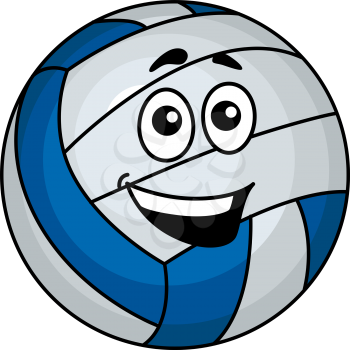 Cartoon volleyball ball with smile isolated on white for sports design