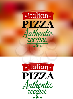Pizza menu elements on food and white background for pizzeria design