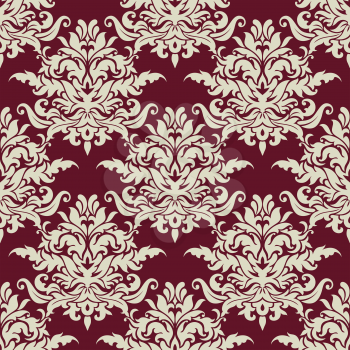 Busy seamless arabesque pattern with large floral motifs in a closely packed design suitable for textile or wallpaper design