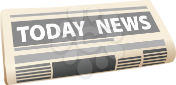 Folded cartoon newspaper icon with the header Todays News, isolated on white background