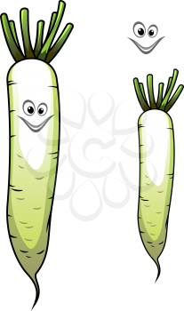 Fresh whole parsnip vegetable with a sweet smiling face in cartoon style