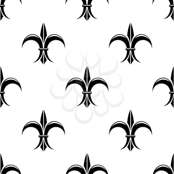 Retro seamless pattern with french fleur de lys flowers for vintage or heraldic design