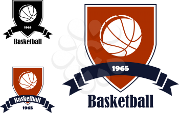 Basketball sports emblems and symbols fo team or club pictogram design 