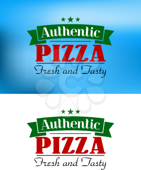 Italian fresh and tasty authentic pizza retro poster, for fast food, cafe or restaurant menu design