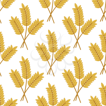 Seamless pattern of crossed cereal ears, isolated on white, for design, such as agriculture industry