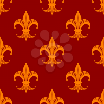 Seamless floral fleur de lys royal orange lily pattern for wallpaper, tiles and fabric design