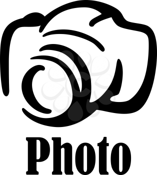 Black and white sketch digital camera icon or symbol for art photography design