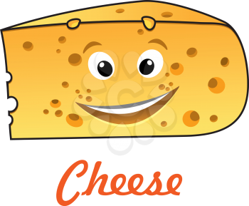 Happy cartoon cute cheese character with text - Cheese, suitable for food market design