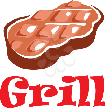 Fresh cartoon tasty grill meat isolated on white background for food and restaurant design