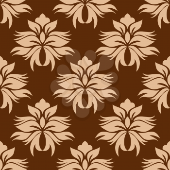 Floral beige on brown damask seamless pattern for wallpaper, tiles and fabric design