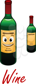 Cartoon vintage wine bottle with a happy smiling face,foralcohol, cafe and restaurant menu design