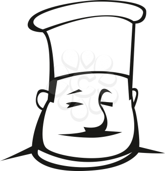 Black and white vector doodle sketch of the head of an an overweight chef in a white toque