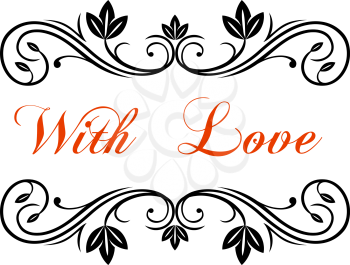 Antique border or frame and text With Love in middle for Valentine holiday and wedding design