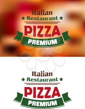 Premium italian pizza label or banner for menu design