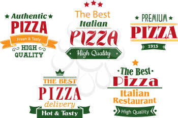 Pizza banners, labels and signs for pizzeria, cafe or restaurant design