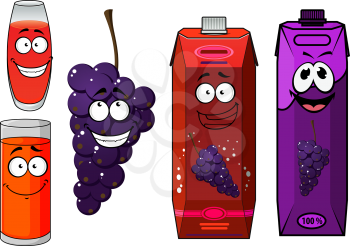 Funny cartoon grape and juice isolated on white