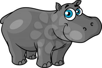Cute cartoon baby hippo with blue eyes and a happy smile suitable for kids book design