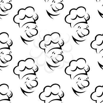 Cartoon chef character seamless pattern for cafe interior or wallpaper design