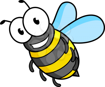 Cartoon bee or wasp character with striped tummy and funny eyes