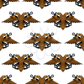 Eagle with crossed anchors seamless pattern for heraldic and royal design
