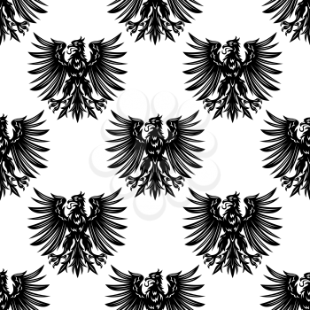 Heraldic eagles seamless pattern background with black birds for heraldry or royal design