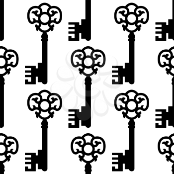 Seamless pattern with vintage skeleton keys silhouettes for textile or background design