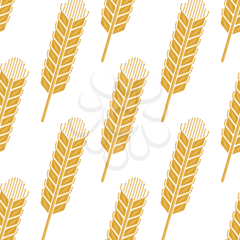 Cartoon cereal ears seamless pattern showing yellow wheat or barley spikes for agriculture or farming concept design