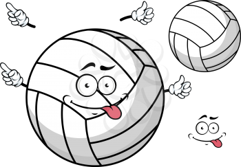 Cartooned volleyball ball with cute face and  tongue out and little hands for sport mascot design
