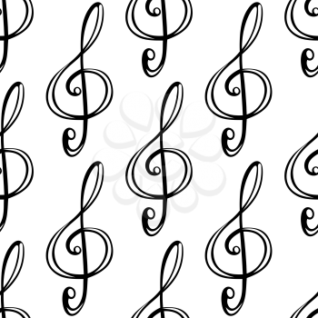 Black outline seamless pattern background for art and musical design