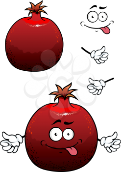 Funny red pomegranate fruit character with face and hands