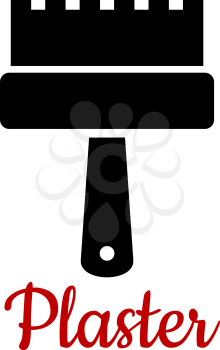 Renovation and DIY spatula icon with a black silhouette of a toothed tool for spreading and smoothing fresh plaster to create a decorative pattern