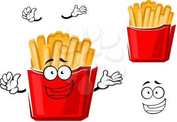 Funny cartoon french fries on paper cup for fast food or cafe menu themes design. Isolated on white background