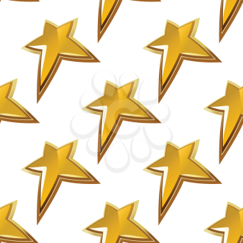 Glowing golden stars seamless pattern on white background, for party decoration or textile design