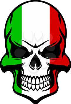 Skull colored in colors of the national flag of Italy with green, white and red stripes for halloween party decoration or t- shirt 
