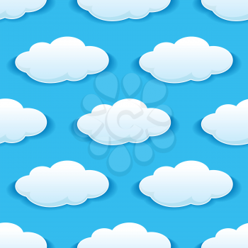 Seamless pattern of white clouds on blue sky for wallpaper or background design